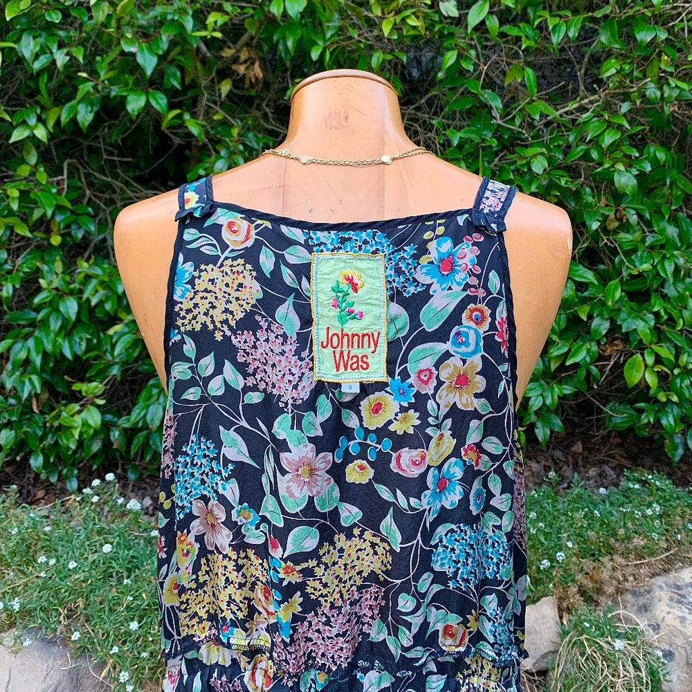 Johnny Was silk tank square neck dress - Picture 4 of 5